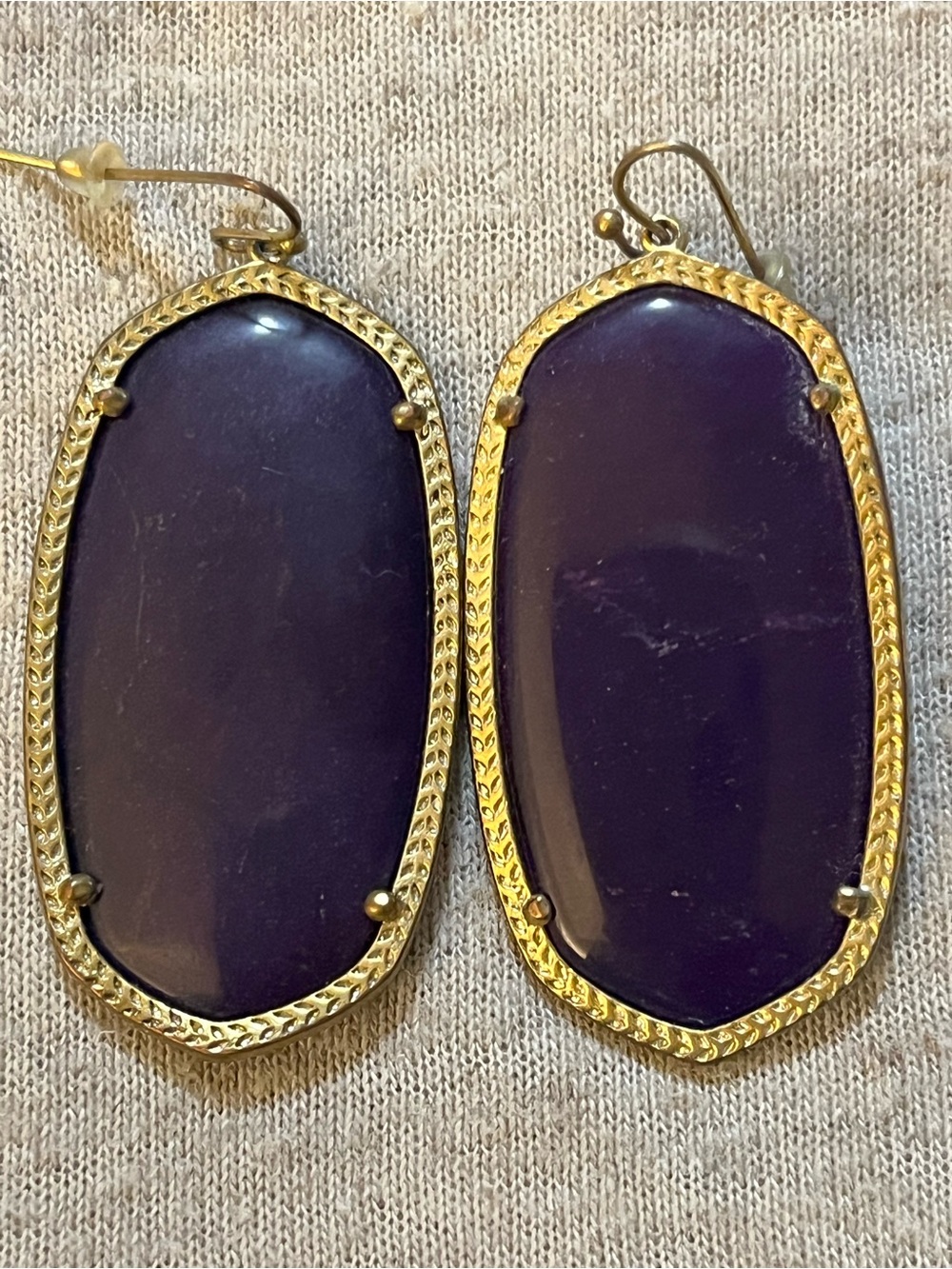 Kendra Scott Danielle Large Purple Stone Gold Drop Earrings